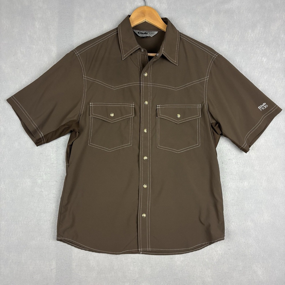 Club Ride Pearl Snap Shirt Men’s Small Brown New West MTB Biking Cycling Vented